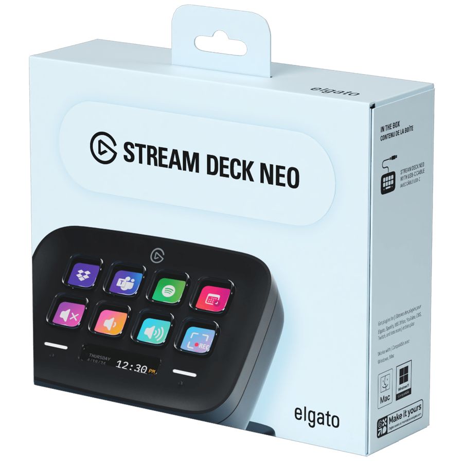 Elgato Stream Deck Neo packaging showing the 8-key device