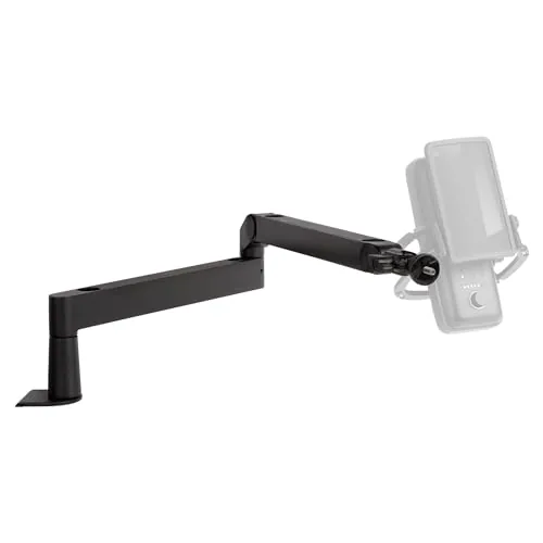 Elgato Wave Mic Arm LP desk-mounted low-profile arm shown holding a microphone for illustration