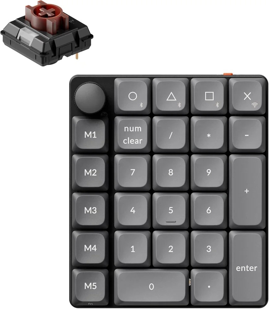 Keychron K0 Max low-profile 27-key wireless number pad with encoder knob