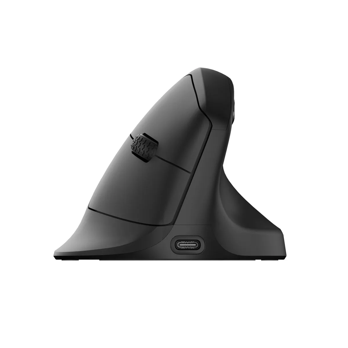Black Keychron M5 8K ergonomic mouse with a 47-degree angled shell