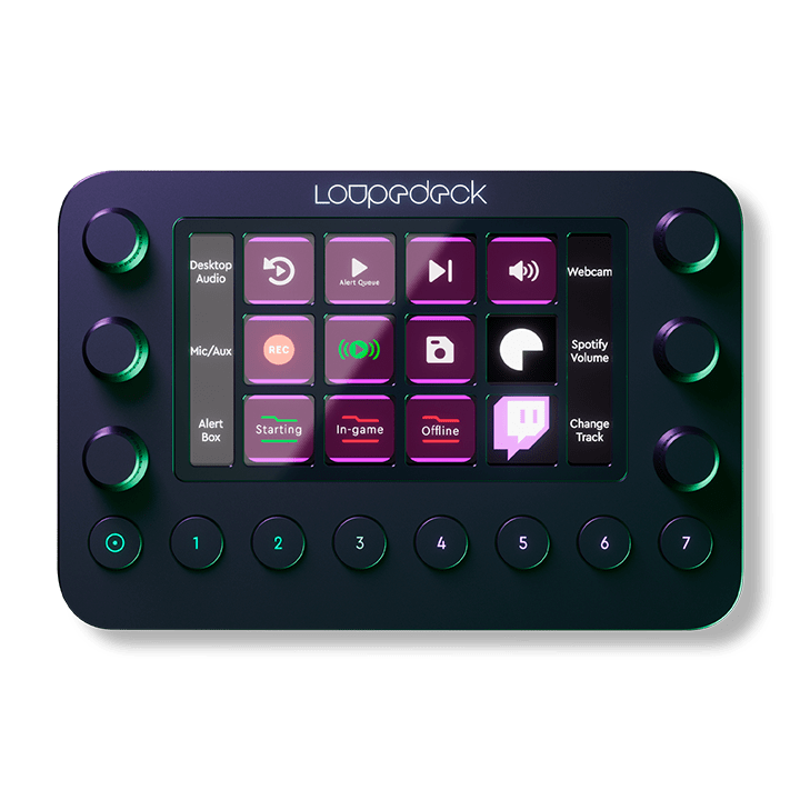 Loupedeck Live console with dials and customizable buttons