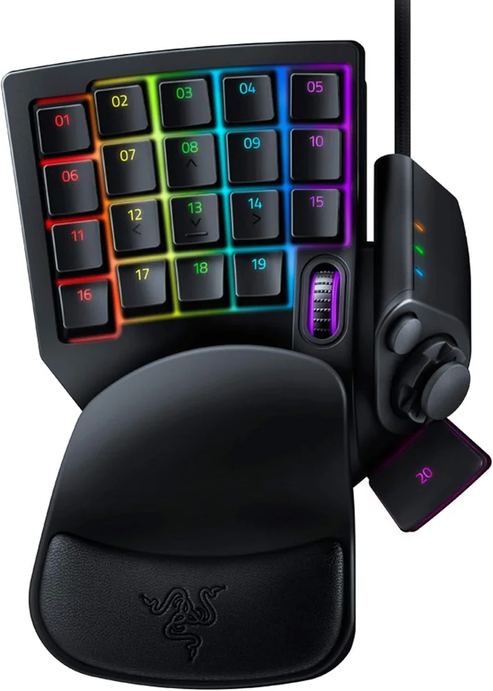 Razer Tartarus V2 one-handed gaming keypad with palm rest