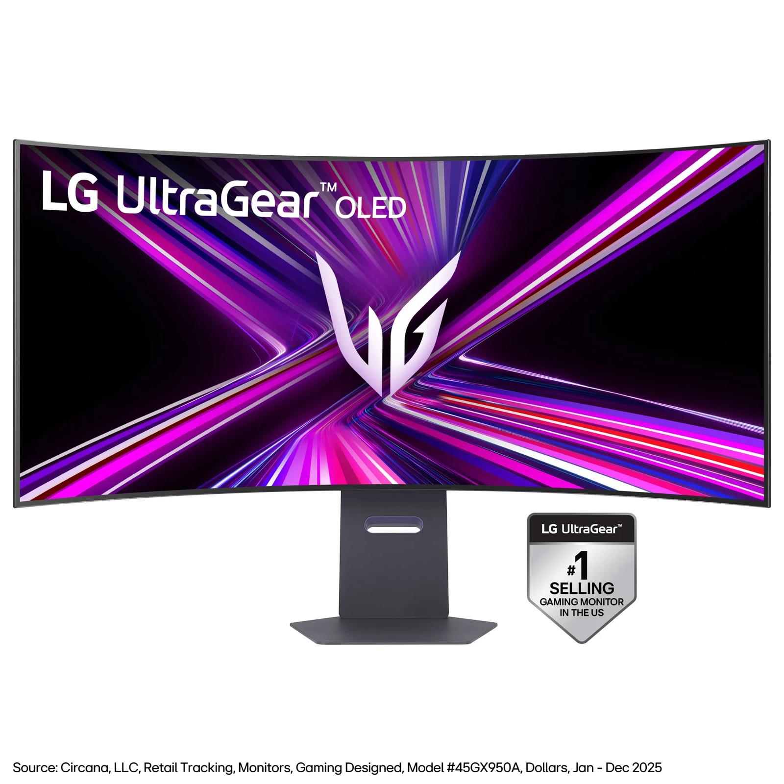 LG 45GX950A 45-inch 5K2K curved OLED gaming monitor, front view